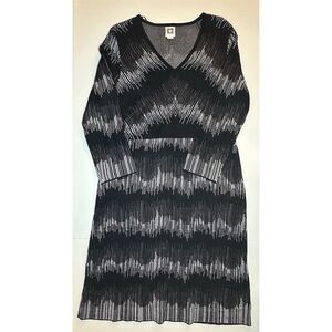 Anne Klein Women's M Black Smoke Combo Knit Sweater Dress Knee Length